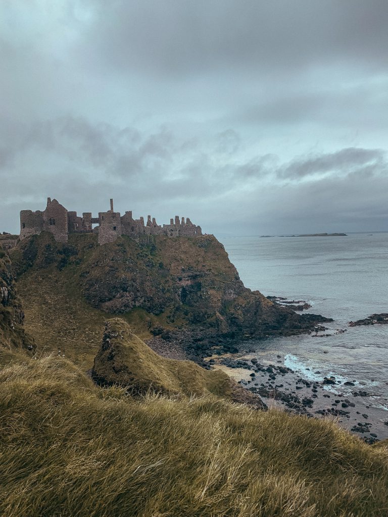 Castle ruins on the coast of Northern Ireland