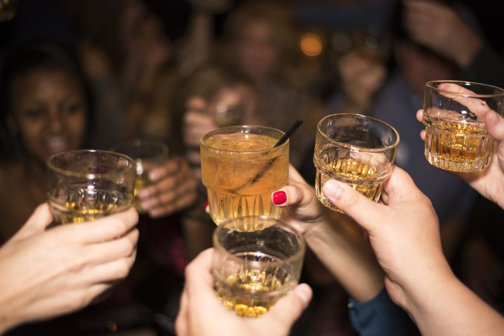 Whisky cheers at a pub in Ireland