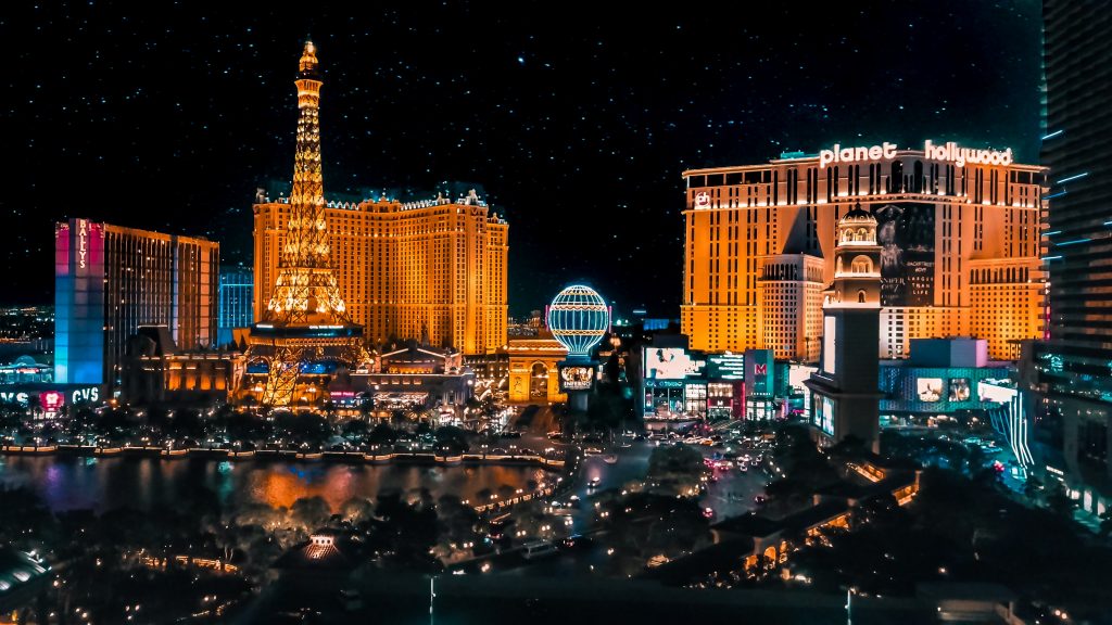 Las Vegas, Nevada in the night time is the next stop in our travel guide to the West Coast, USA.