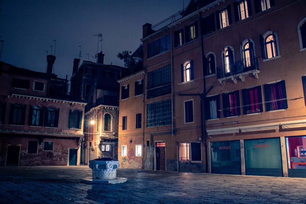 The streets of Italy at nightfall