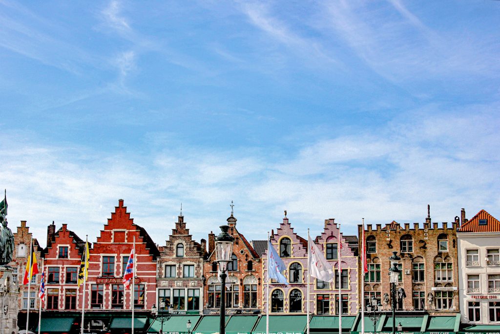 Bruges market square in the day time.