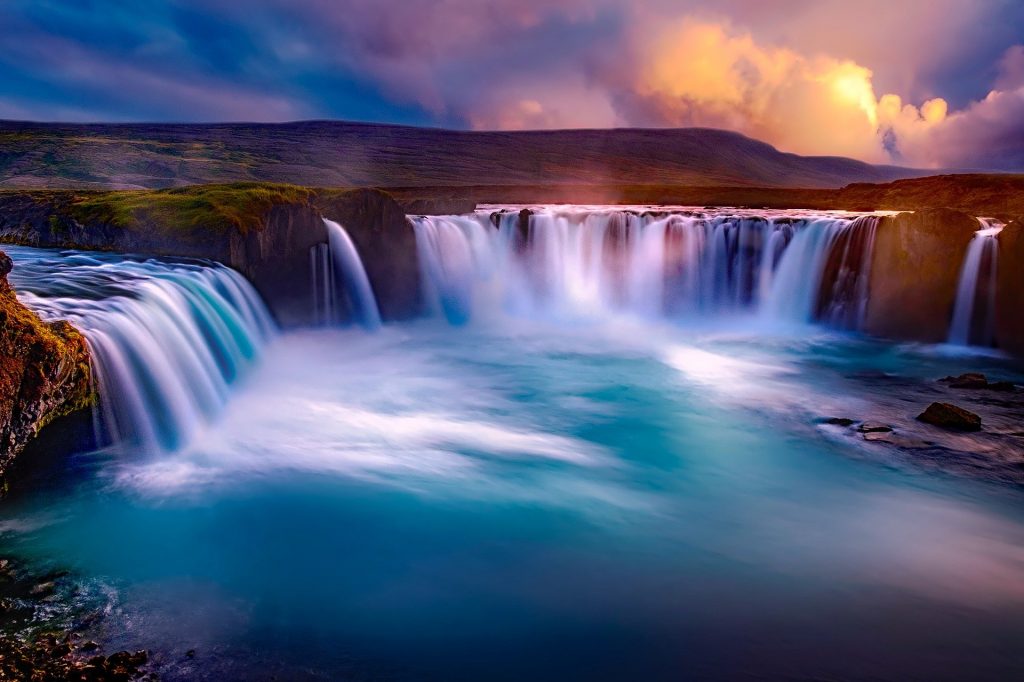 The magnificent Godafoss at sunset