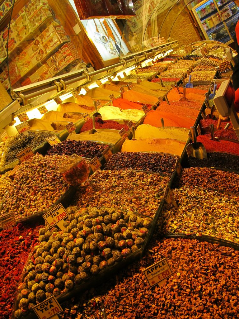 Spices at the Bazaar in Istanbul Turkey