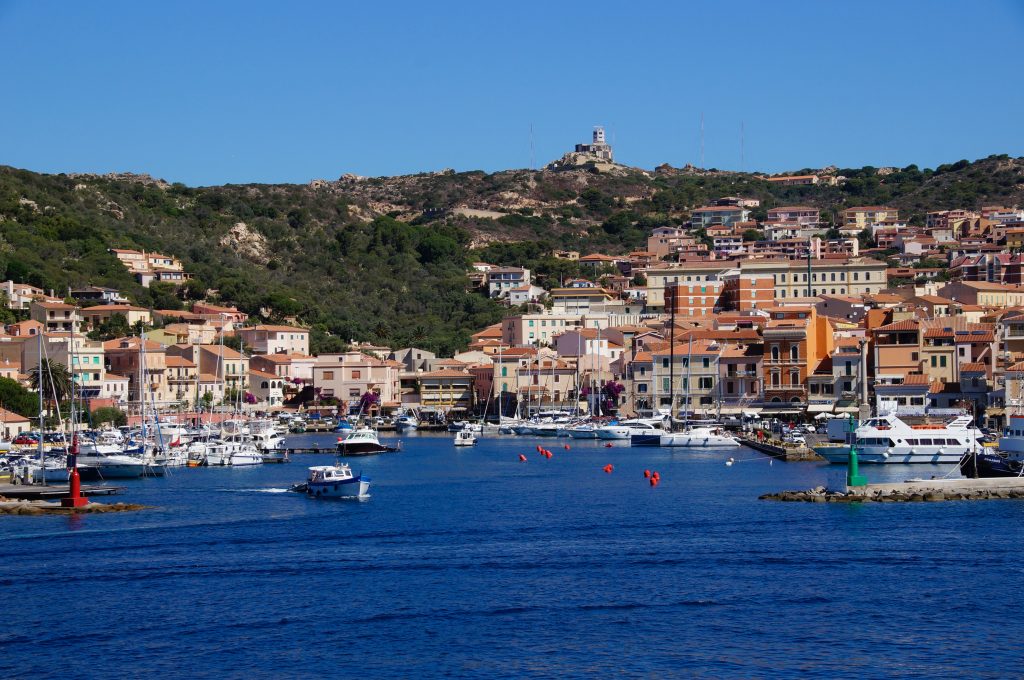 Approaching Italian town by ferry on a clear day