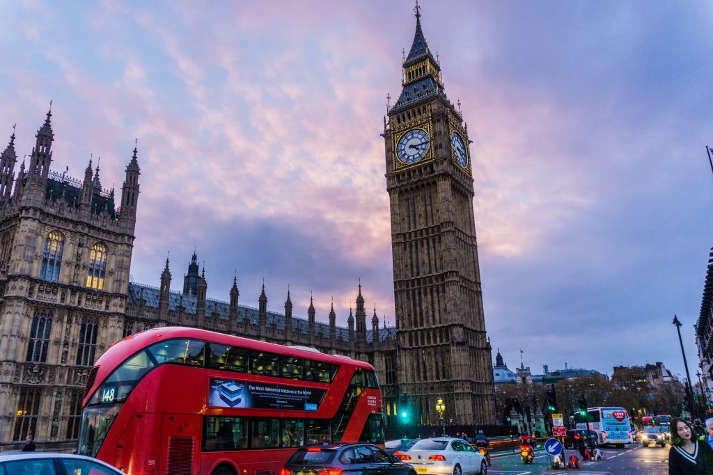 First person to be vaccinated in the UK with a view of London Big Ben.