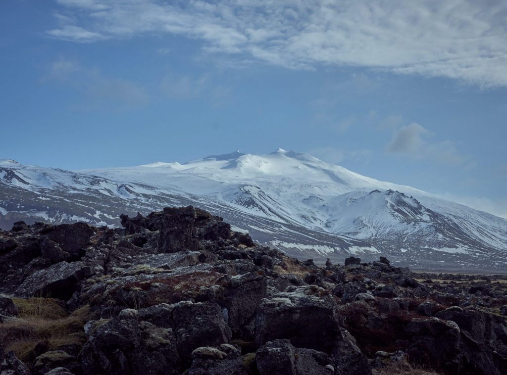 The Snaefellsjökull glacier and volcano in Iceland.