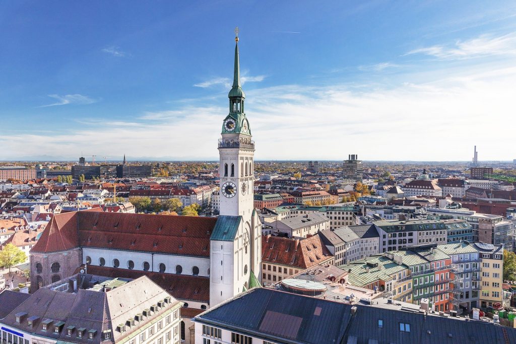 a view of the st. Peters church in Munich.