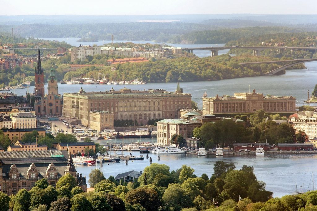 a view of Stockholm Sweden and the Swedish castle with the water surrounding on the day time.