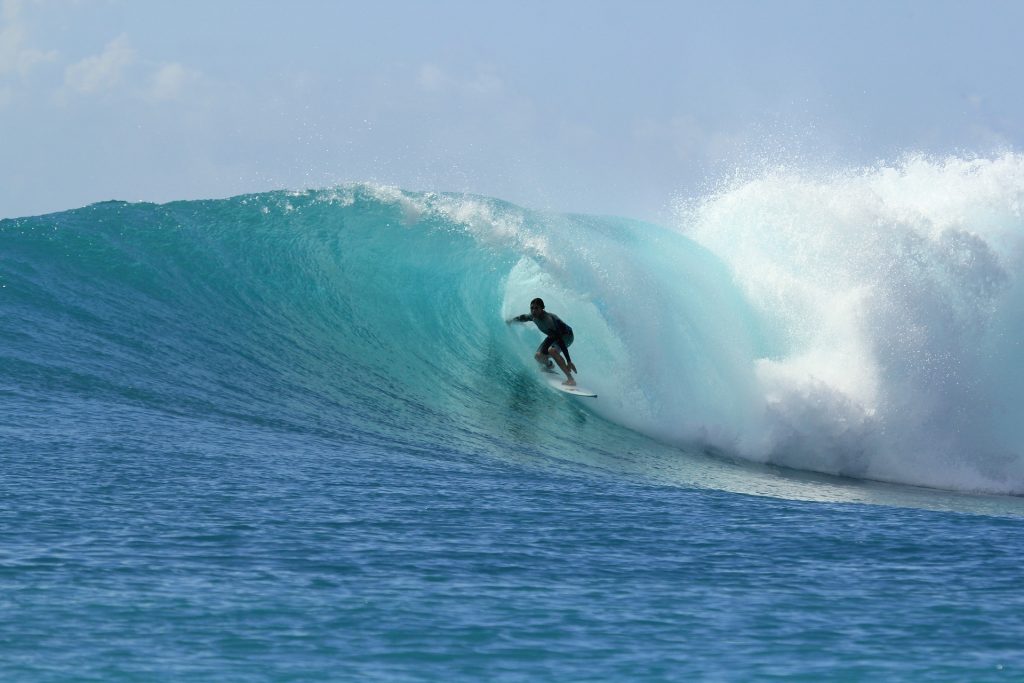 A surfer riding the waves on Australia's Gold Coast