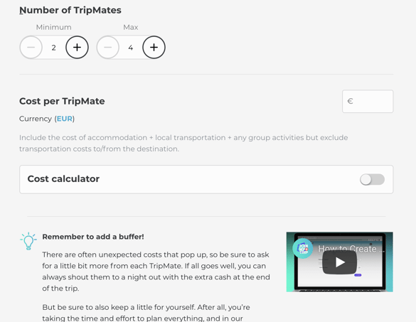 Trip cost calculation