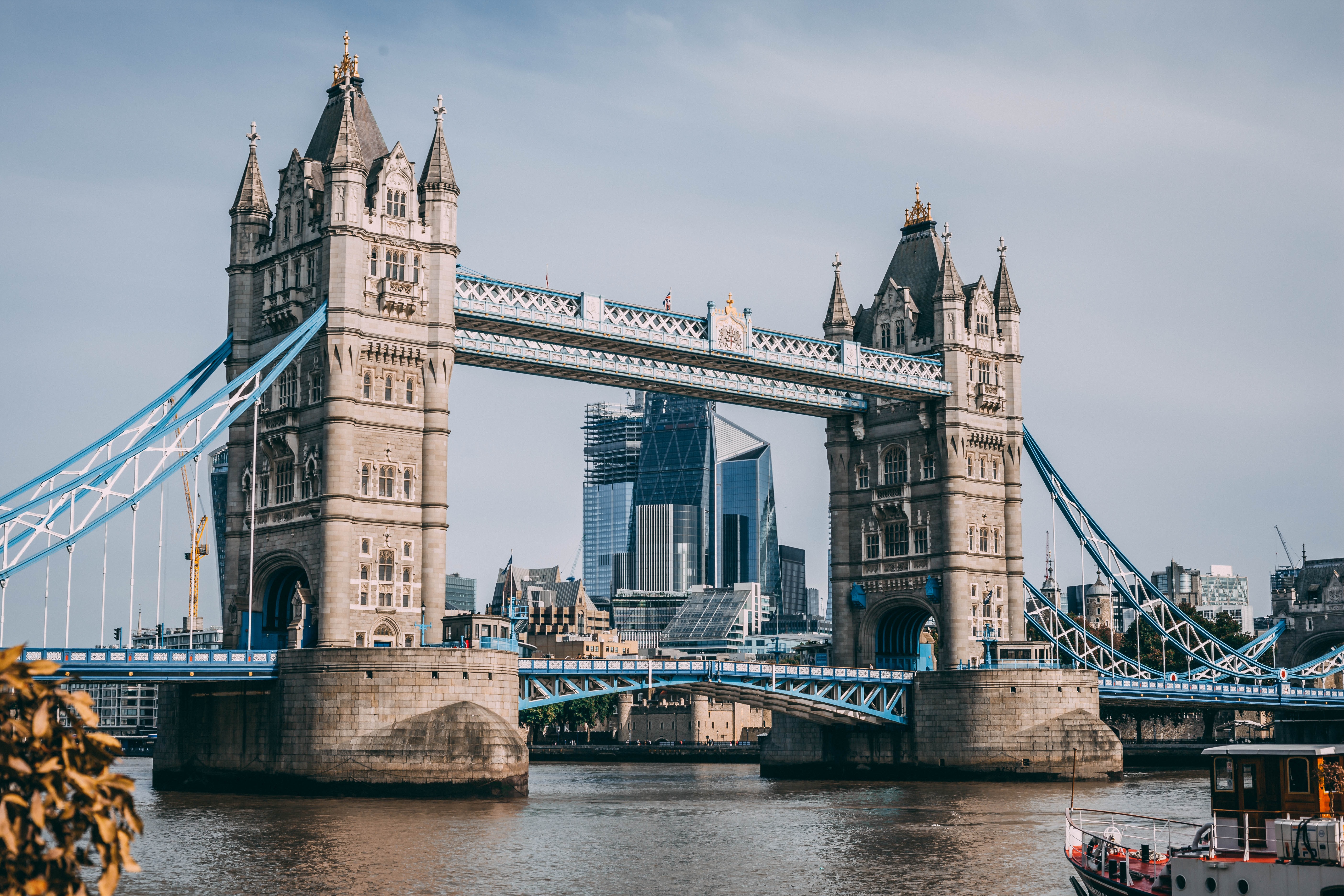 The magnificent Tower Bridge in London with surrounding cityscape