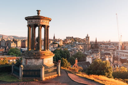 The city of Edinburgh at sunset