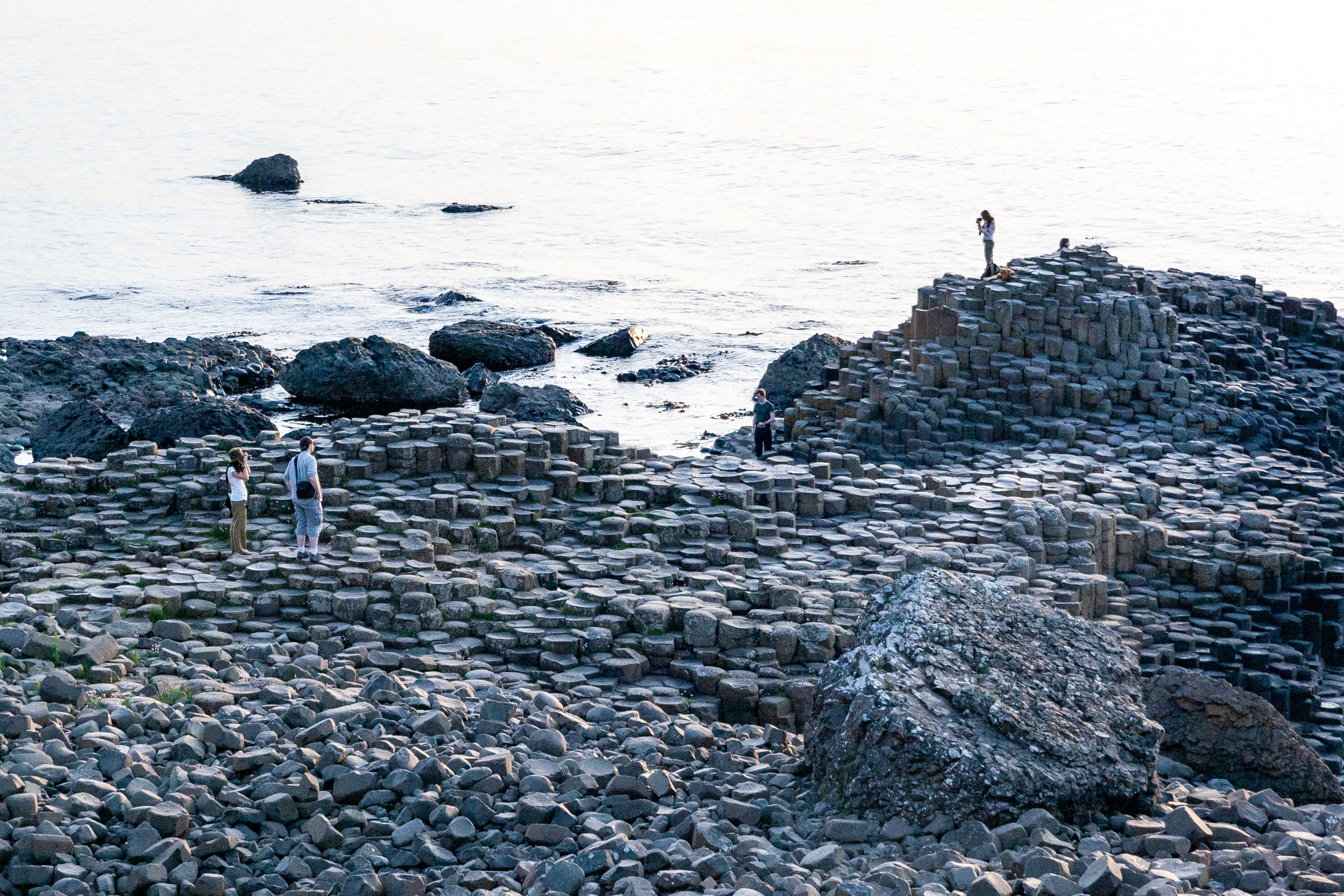 Volcanic basalt structures by the ocean in Northern Ireland