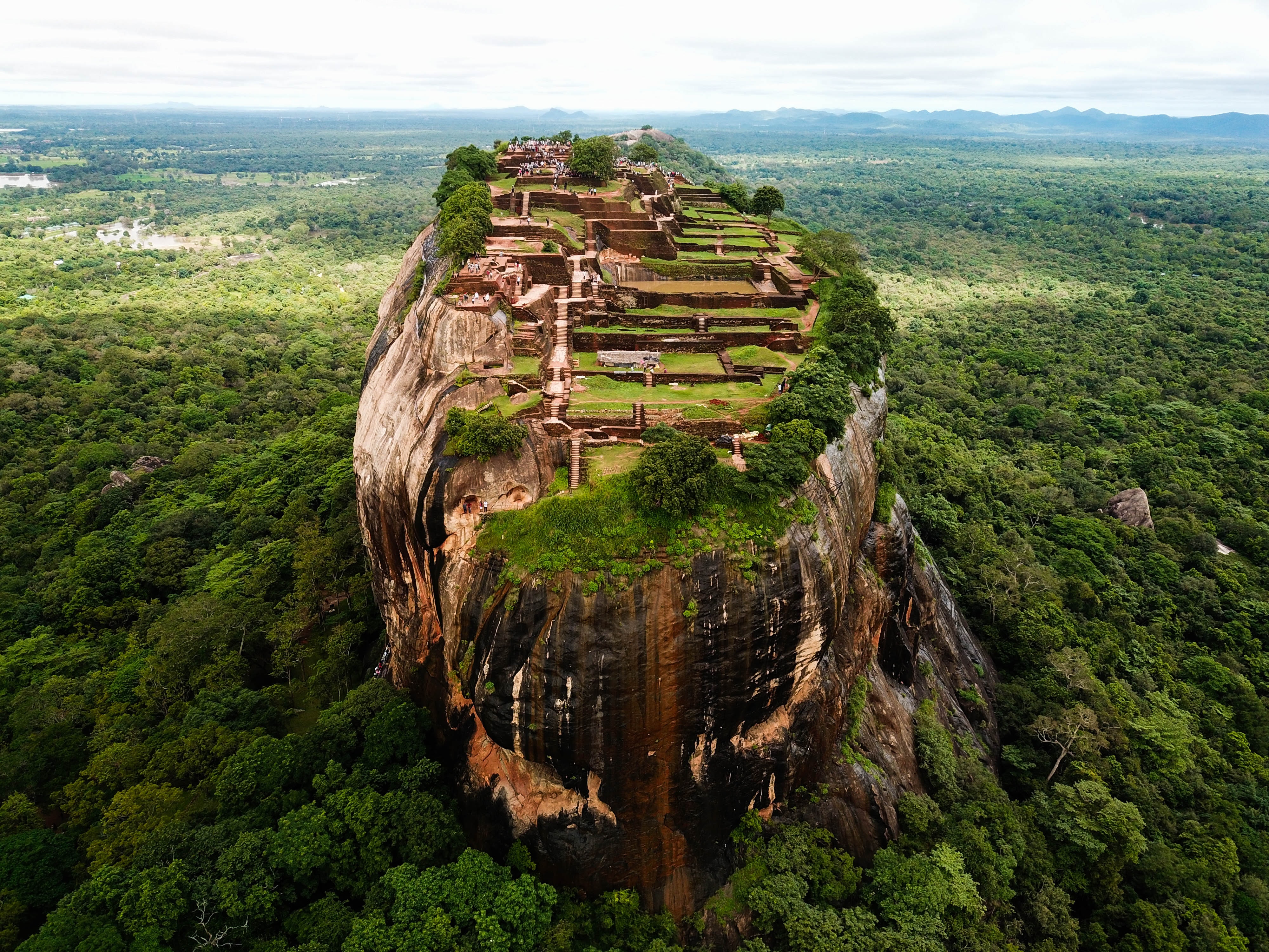 The famous Sigiriya rock fortress covered in green in Sri Lanka.