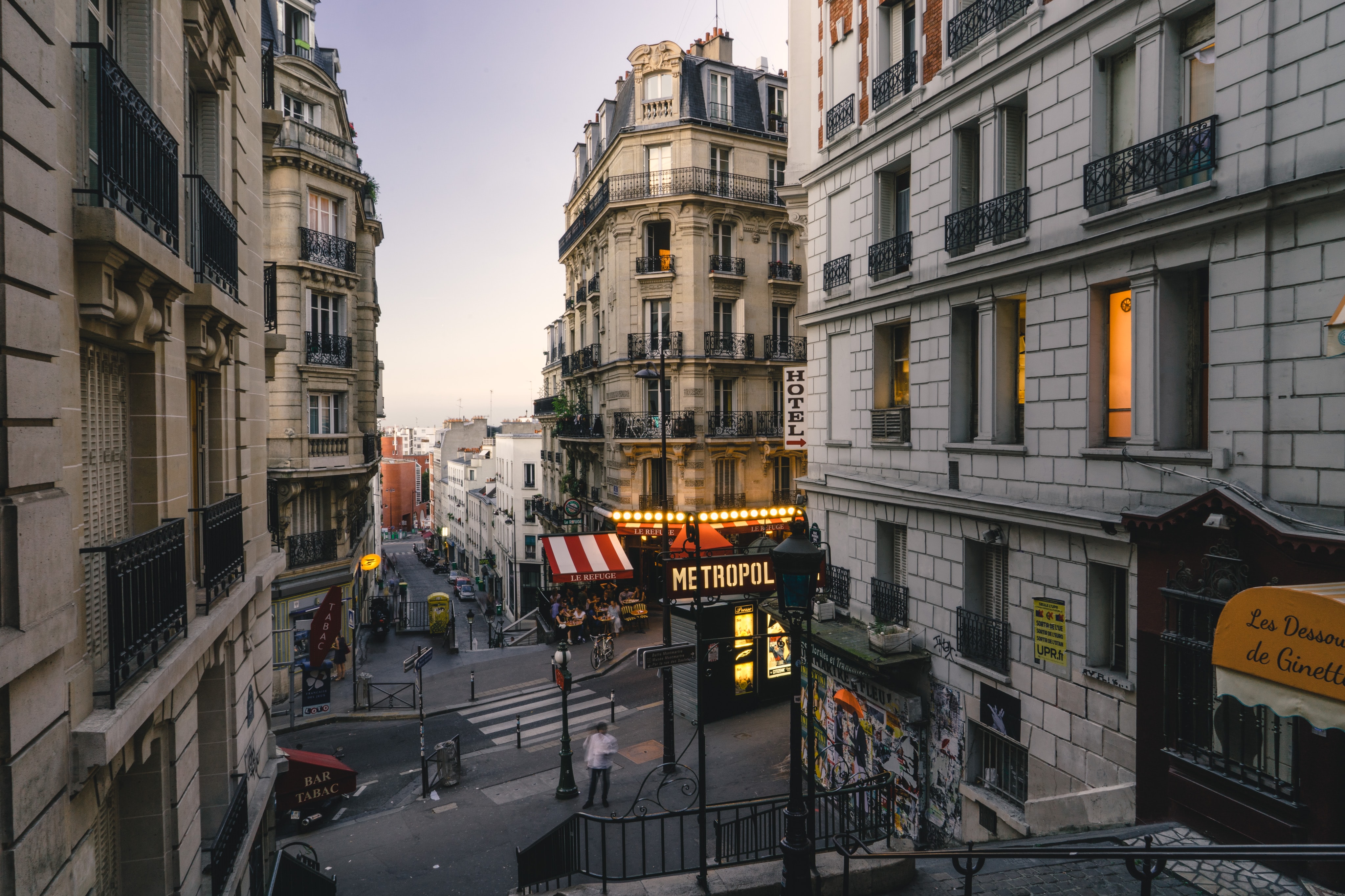 Streets of Paris at nightfall