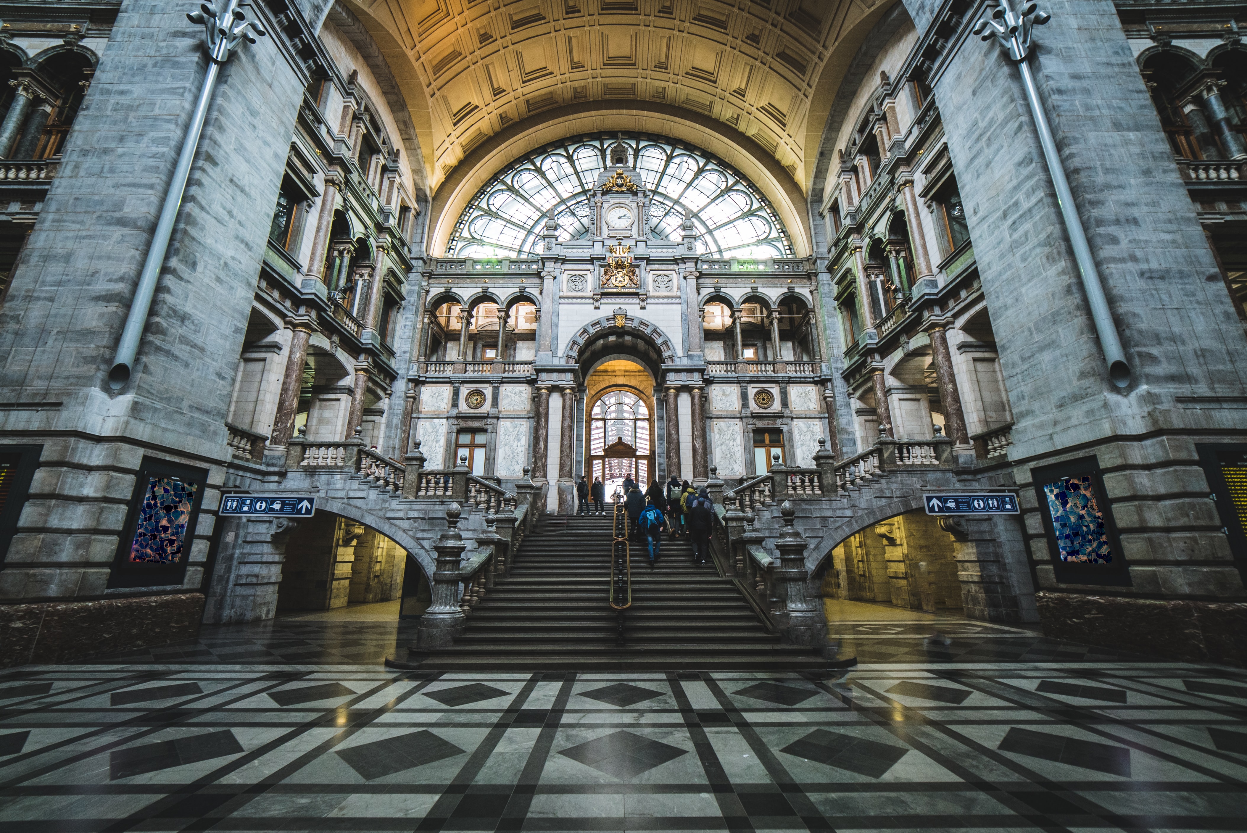 The gothic dome interior of Antwerp's Central Station