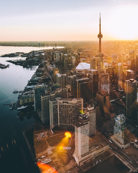 A city of view Canada with the sunsetting as a travel destination.