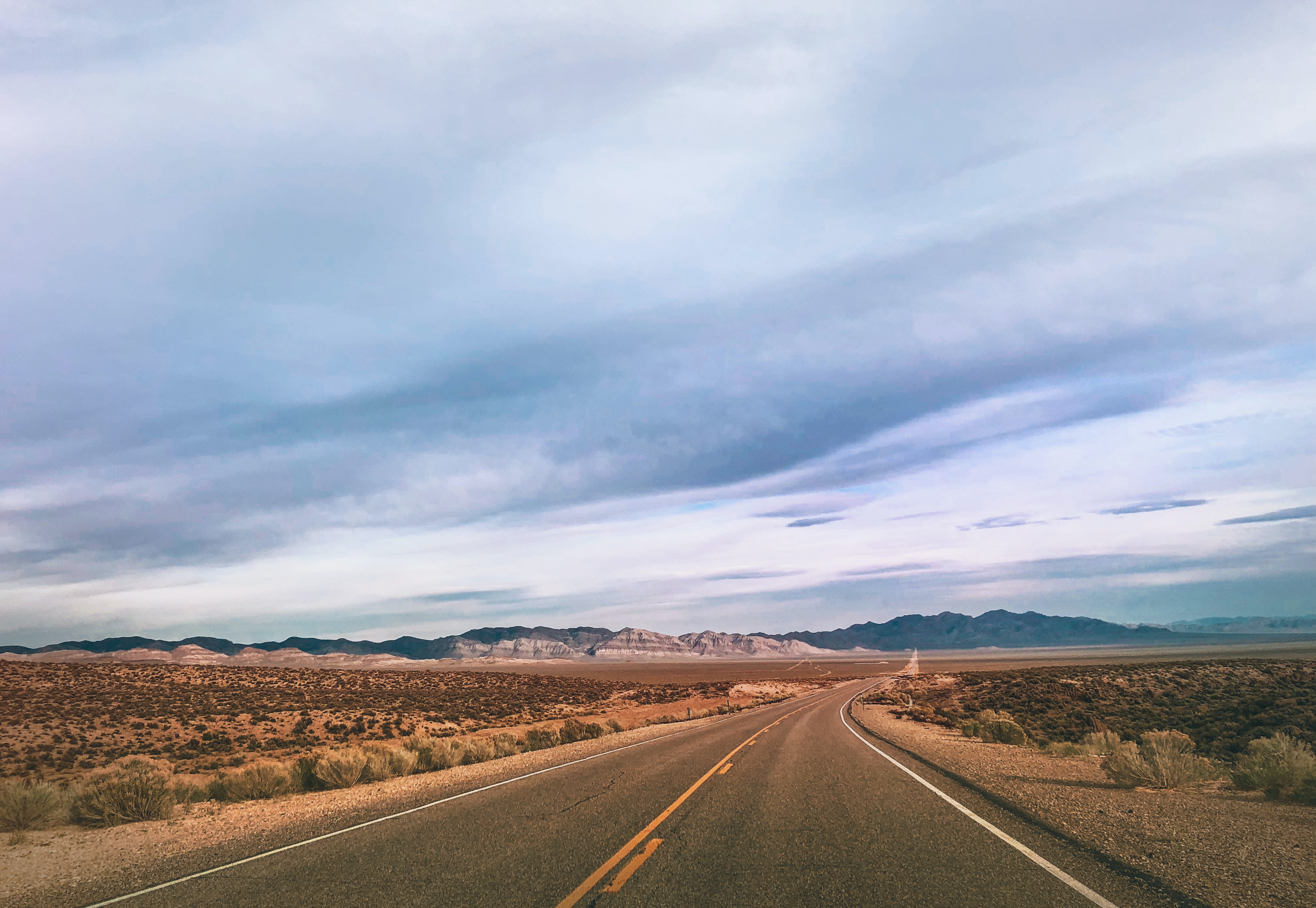 Highway in a dry flat landscape