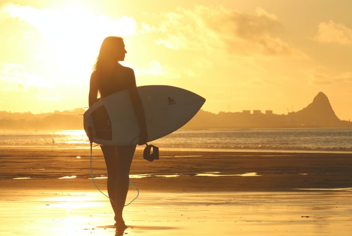 surfer at sunset