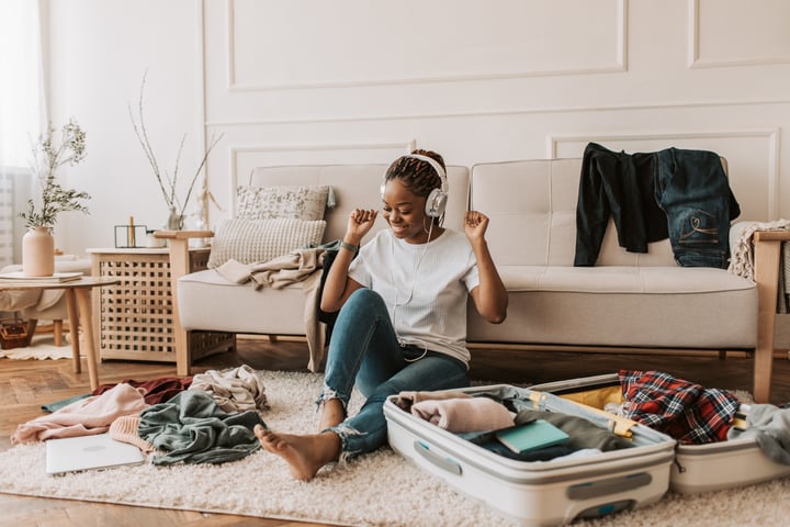 listen to music while packing