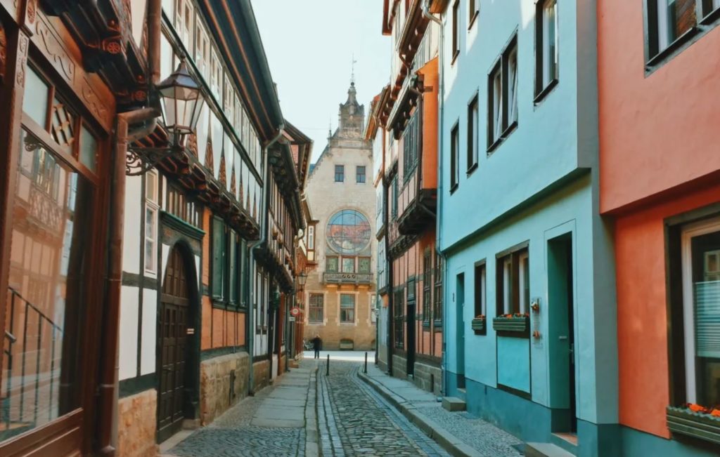 Colorful houses in the town of Quedlingburg  a low budget travel destination