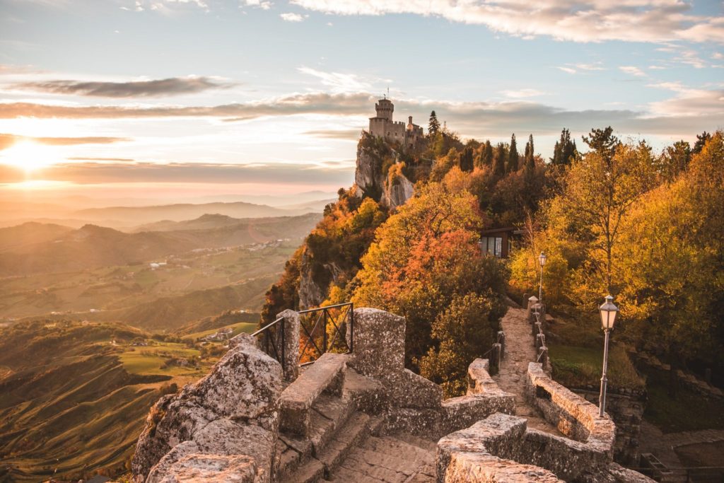 San Marino In The Autumn With Autumn Trees in Europe