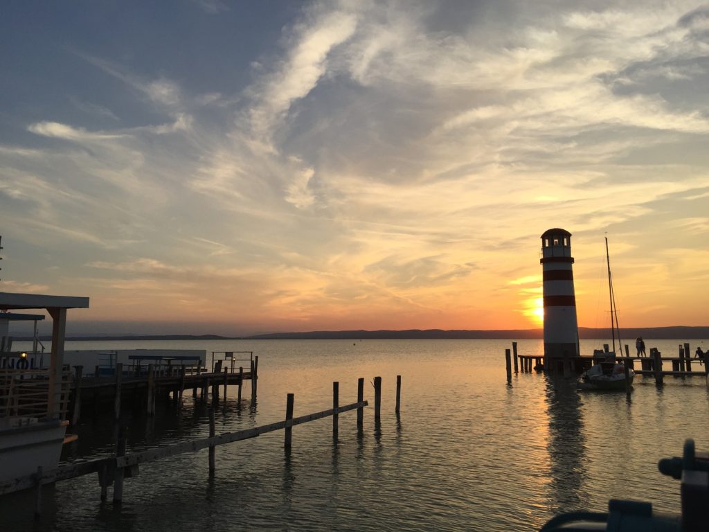 Lake in Burgenland in Austria. The Burgenland is wonderful for an extended summer in autumn 2020