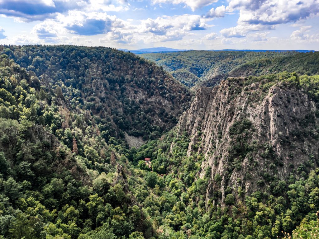 Mountains filled with rocks and trees