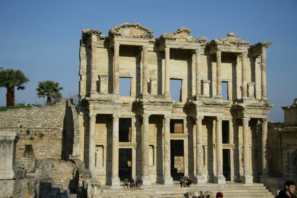 an old site in Turkey, a ruin with blue skies in the background a perfect destination for spring 2021