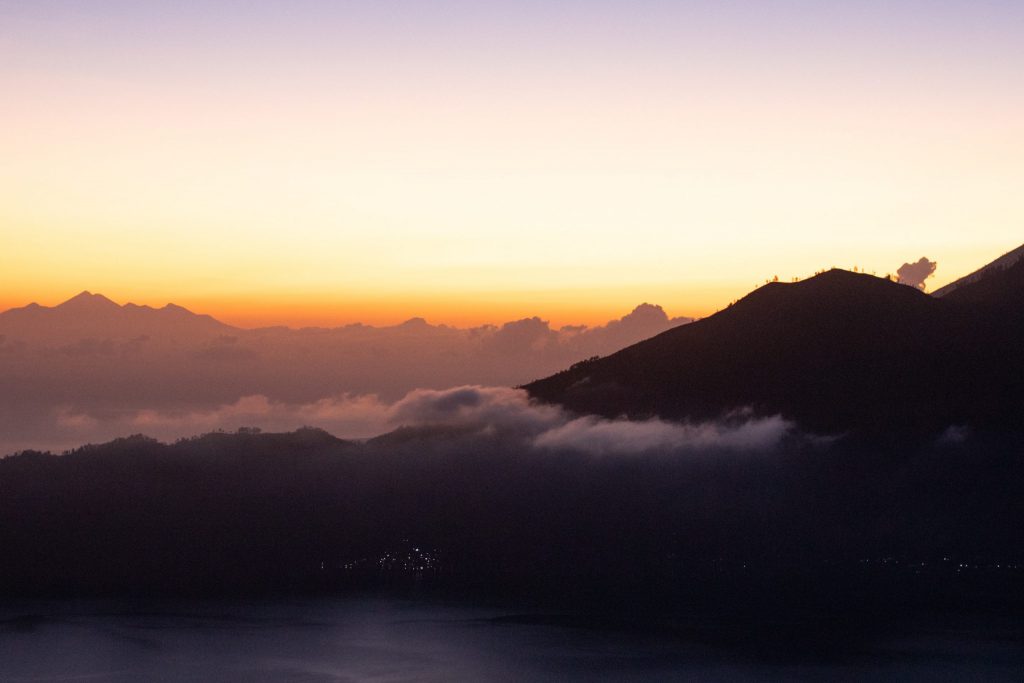 Vulkan Batur on Bali at sunrise.