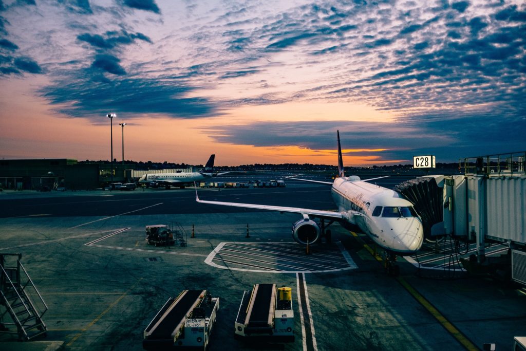 Airplane docked at the airport