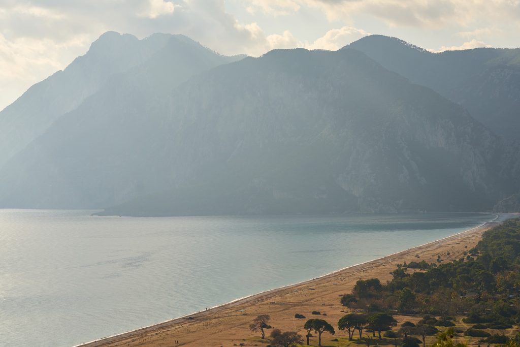 The beach of Cirali and mountains in Turkey