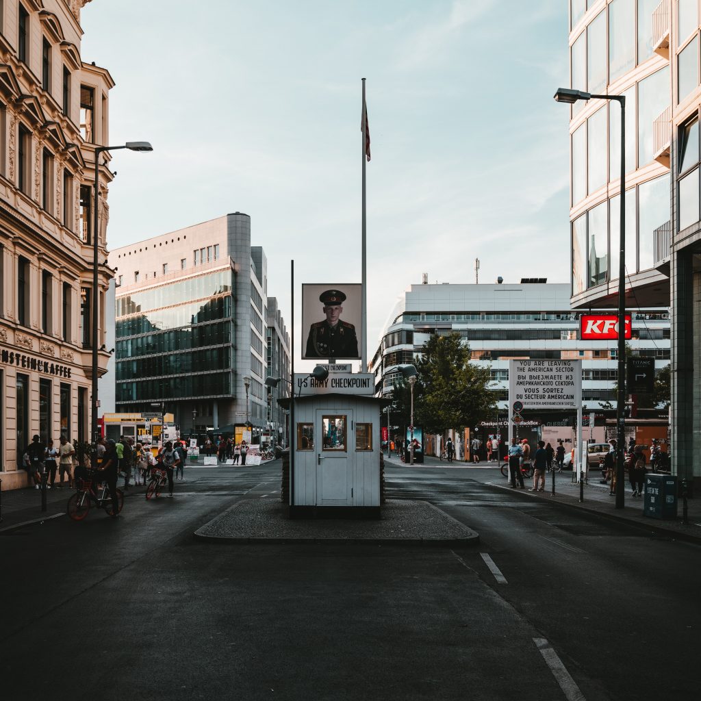 Checkpoint Charlie guard barracks in Berlin, a historical place in Germany.