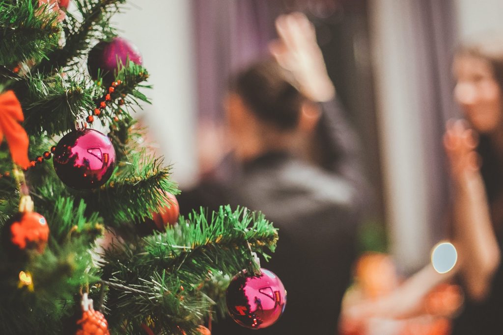 Stay safe during the holiday: a decorated christmas tree 