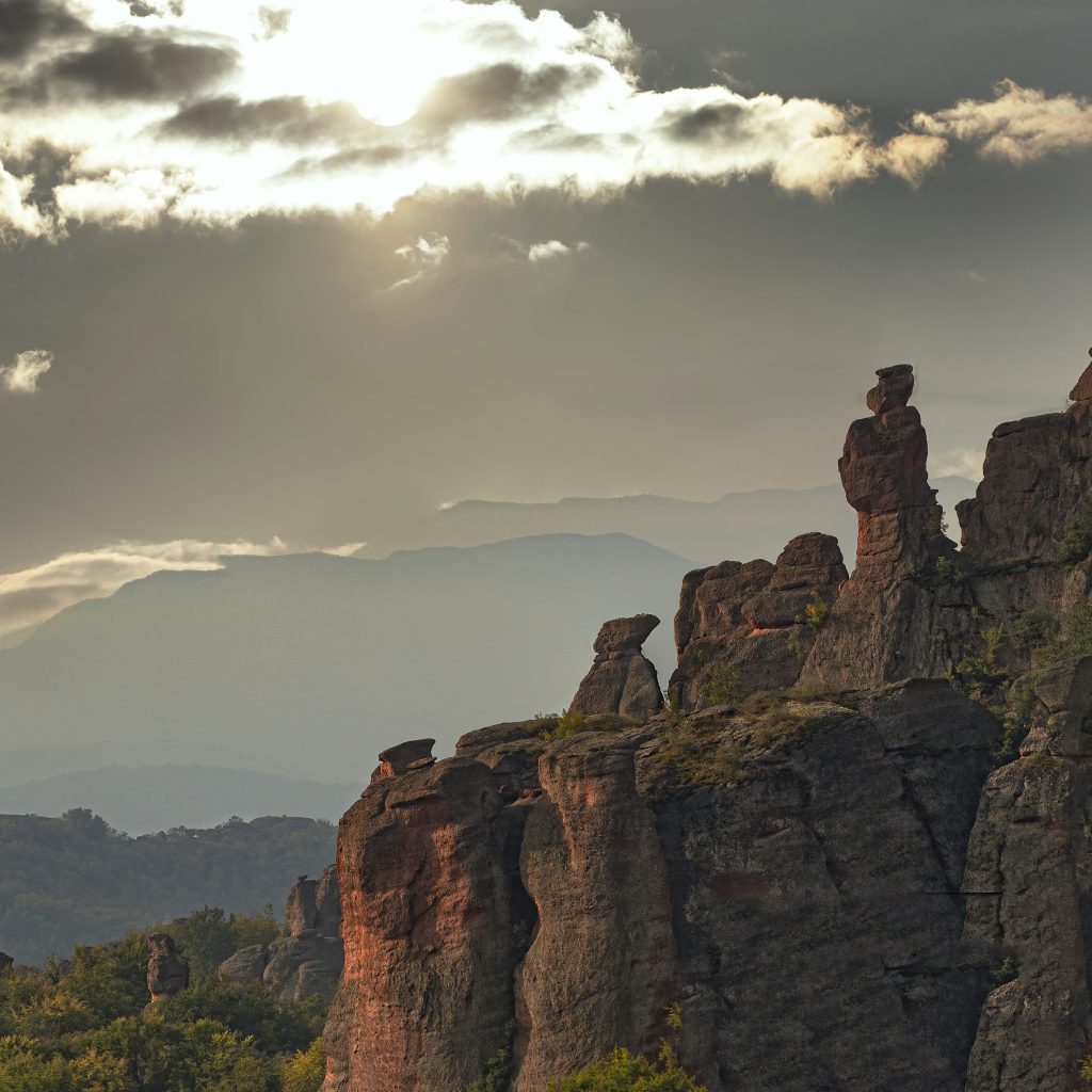 Bungee jump at Belogradchick rock in Bulgaria.