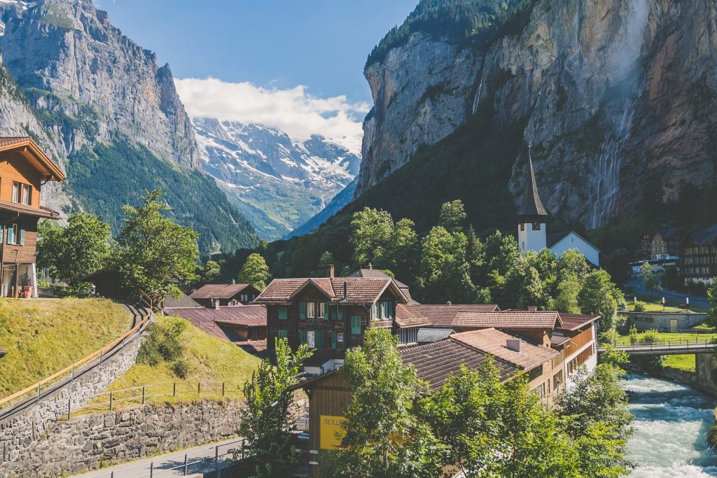 Small town in the Alpes in Switzerland