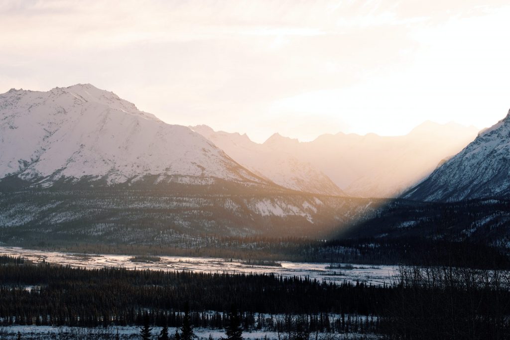 Landscape of Anchorage, the biggest city in Alaska, USA.