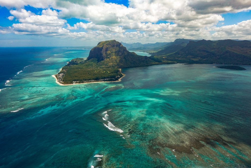 shot from the top Mauritius 